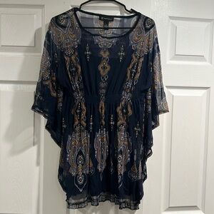 International Concepts | Navy and Gold Blouse